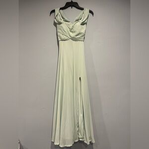 Sequin Hearts Pale Mint Green Maxi Dress with Draped Bodice